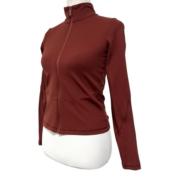 FLX Affirmation Full Zip Athletic Jersey Knit Stretch Jacket Chic Burgundy Sz XS - Picture 3 of 7